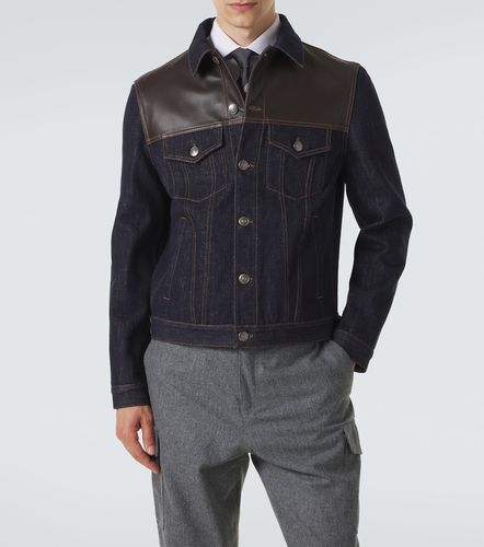 Veste en denim à empiècements en cuir - Brunello Cucinelli - Modalova