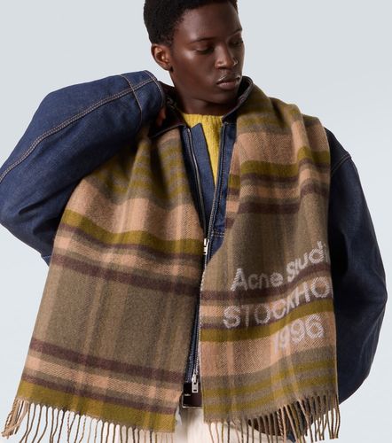 Écharpe en laine à carreaux et logo - Acne Studios - Modalova