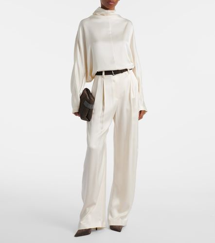 Pantalon droit à taille mi-haute en soie - Brunello Cucinelli - Modalova
