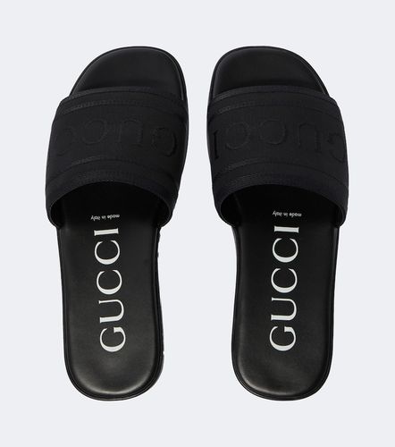 Mules en toile et cuir à logo - Gucci - Modalova
