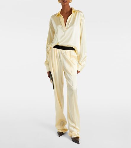 Pantalon droit à taille haute en soie mélangée - Tom Ford - Modalova