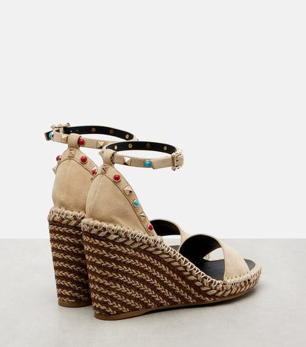 Espadrilles compensées Rockstud 105 en daim - Valentino Garavani - Modalova