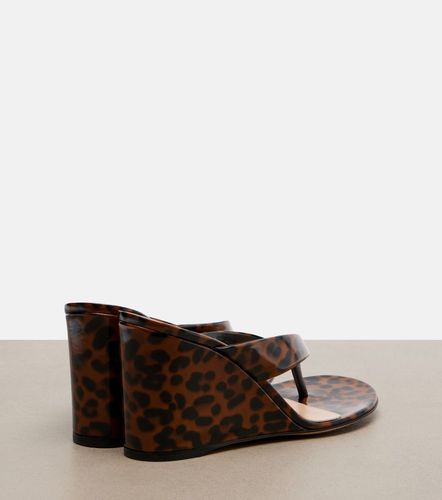 Mules compensées en cuir à motif léopard - Gianvito Rossi - Modalova