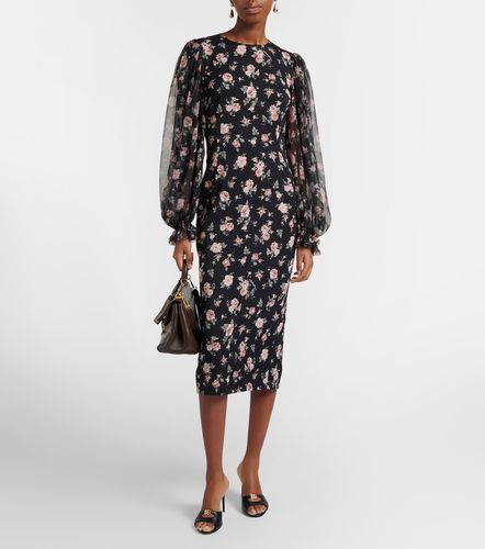 Robe midi en soie mélangée à fleurs - Dolce&Gabbana - Modalova
