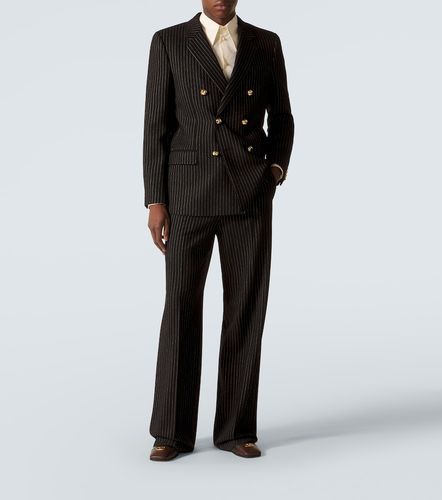 Pantalon droit rayé en laine et soie - Valentino - Modalova
