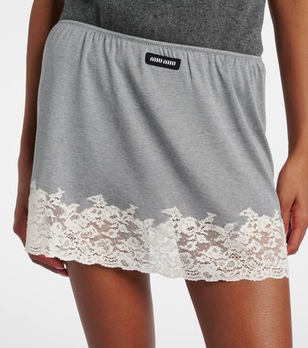 Mini-jupe en soie à dentelle - Miu Miu - Modalova