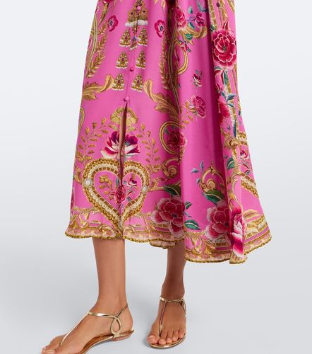 Robe midi en soie à fleurs et ornements - Camilla - Modalova