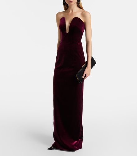 Robe bustier longue en velours - Monique Lhuillier - Modalova