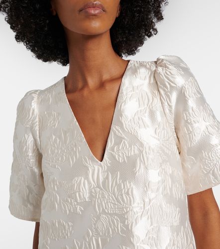Robe en cloqué de satin à fleurs - Ganni - Modalova