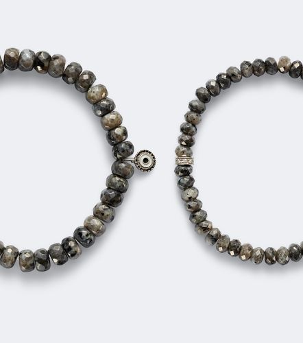 Set de 2 bracelets en or blanc 14 ct, diamants et pierres de lune - Sydney Evan - Modalova