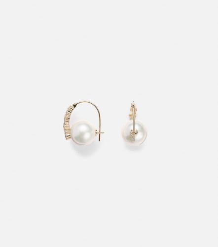 Boucles d'oreilles Cocktail en or 14 ct, perles et diamants - Sydney Evan - Modalova