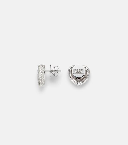 Boucles d'oreilles Heart en or blanc 18 ct, diamants et émeraudes - Kamyen - Modalova