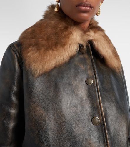 Veste bomber en cuir et shearling - Dolce&Gabbana - Modalova