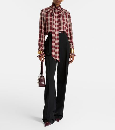 Blouse en soie à carreaux - Saint Laurent - Modalova