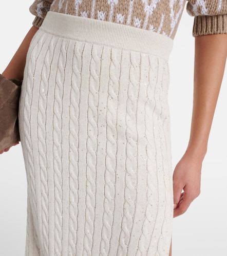 Jupe midi en coton mélangé - Brunello Cucinelli - Modalova