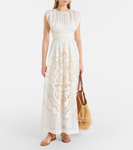 Robe longue Daylight brodée en lin - Zimmermann - Modalova