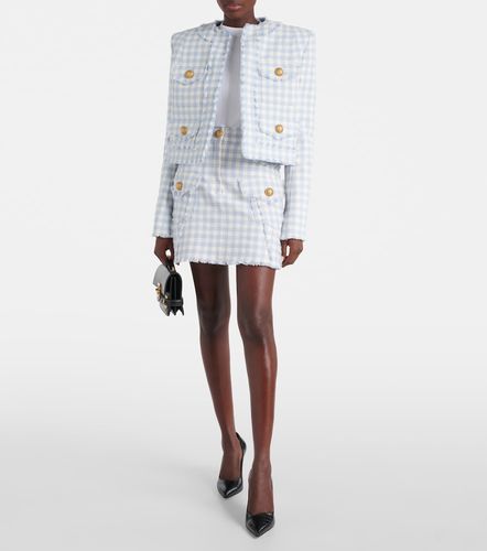 Veste en coton mélangé à carreaux - Balmain - Modalova
