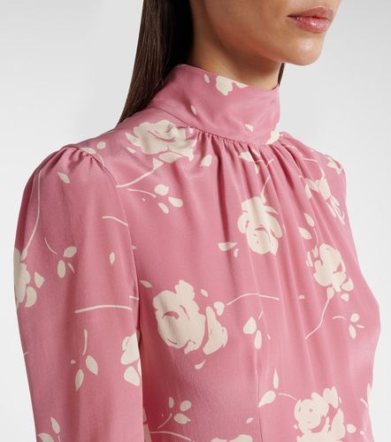 Robe midi en soie à fleurs - Alessandra Rich - Modalova
