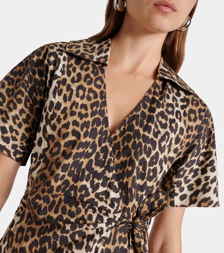 Robe portefeuille en coton à imprimé léopard - Ganni - Modalova