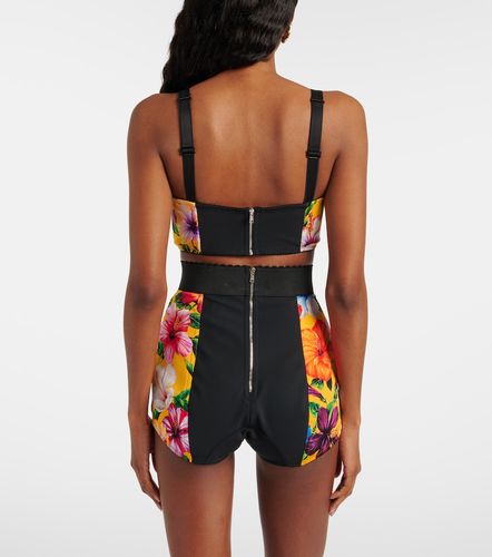 Top court en soie mélangée à fleurs - Dolce&Gabbana - Modalova