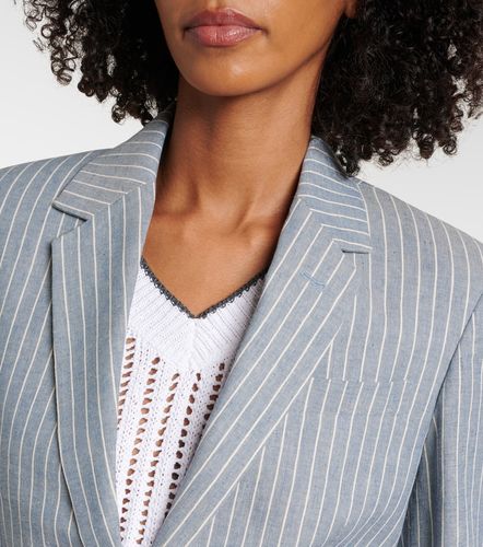 Blazer rayé en lin et coton mélangés - Brunello Cucinelli - Modalova