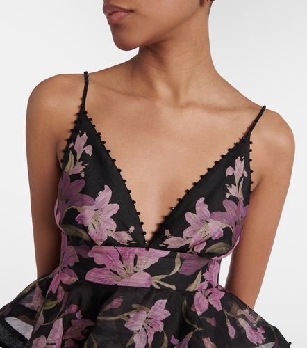 Robe longue Dawning en lin et soie à fleurs - Zimmermann - Modalova