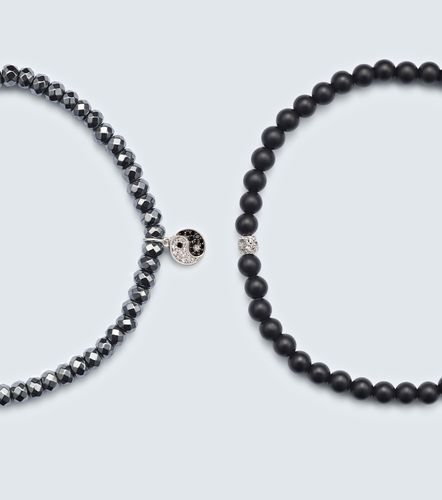 Set de 2 joncs en or blanc 14 ct et diamants - Sydney Evan - Modalova