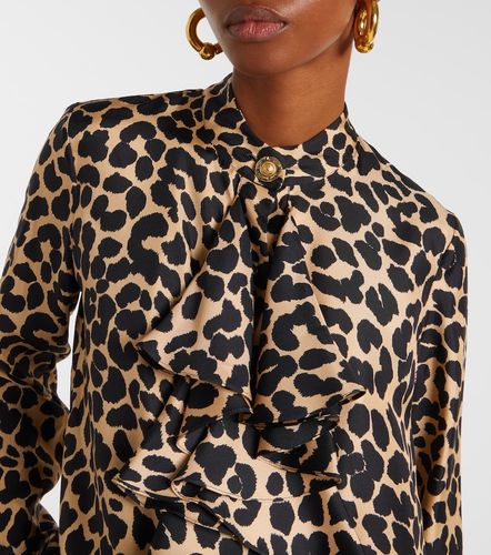 Blouse en soie à motif léopard - Balmain - Modalova