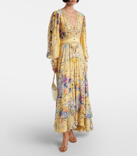 Robe longue en crêpe de soie à fleurs - Camilla - Modalova