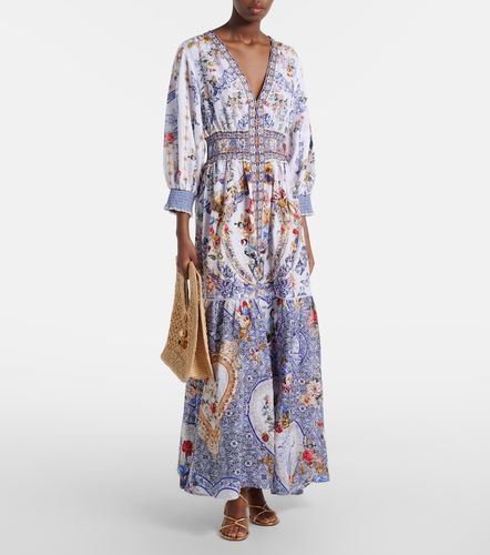 Robe longue en lin imprimée - Camilla - Modalova