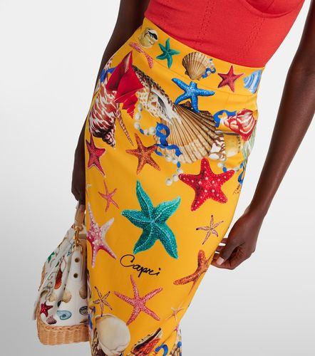 Jupe midi Capri en soie mélangée à imprimé - Dolce&Gabbana - Modalova