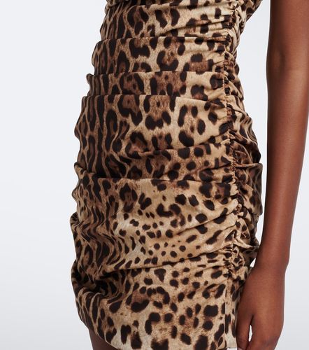 Robe en soie mélangée à imprimé léopard - Dolce&Gabbana - Modalova