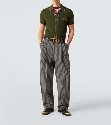 Pantalon droit rayé en laine vierge - Versace - Modalova