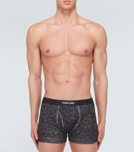 Boxer en coton mélangé à imprimé léopard - Tom Ford - Modalova