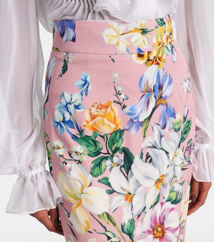 Jupe crayon en soie mélangée à fleurs - Dolce&Gabbana - Modalova