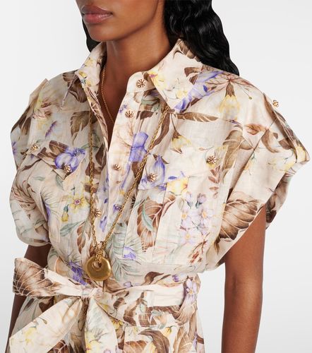 Combi-short en lin à fleurs - Zimmermann - Modalova