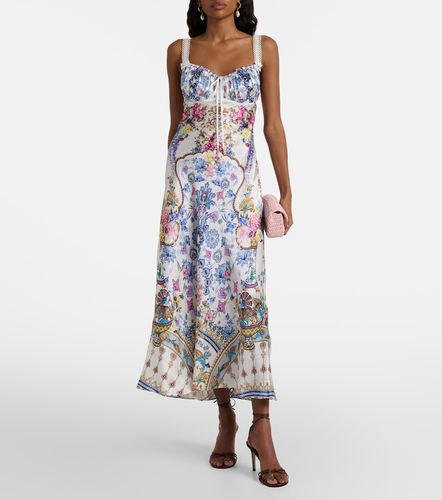 Robe midi imprimée en satin de soie - Camilla - Modalova