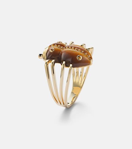 Yvonne Léon Bague Araignée en or 9 ct, œil-de-tigre, citrines et diamants - Yvonne Leon - Modalova