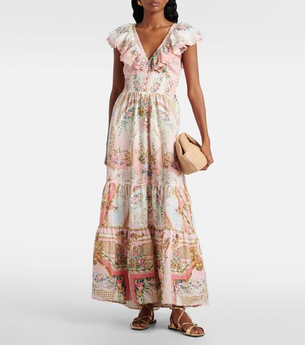 Robe longue imprimée en lin - Camilla - Modalova