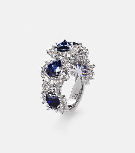 Bague en or blanc 18 ct, saphirs et diamants - Suzanne Kalan - Modalova