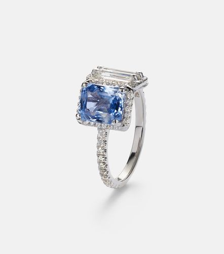 Bague en or blanc 18 ct (750/1000), diamants et saphir - Suzanne Kalan - Modalova