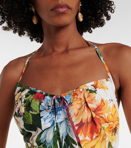 Top raccourci en coton à fleurs - Dolce&Gabbana - Modalova