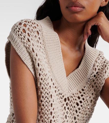 Pull sans manches ajouré en coton mélangé - Brunello Cucinelli - Modalova