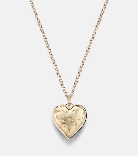 Collier Puffy Icon Heart en or 14 ct et diamants - Sydney Evan - Modalova