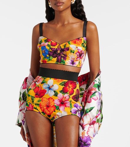 Short en soie mélangée à fleurs - Dolce&Gabbana - Modalova