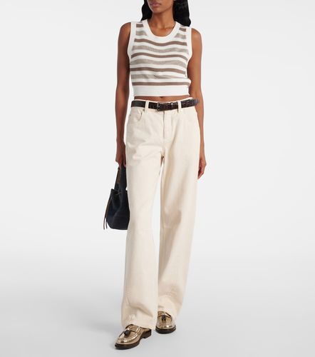 Pull sans manches rayé en coton - Brunello Cucinelli - Modalova