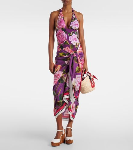Robe de plage en coton à fleurs - Dolce&Gabbana - Modalova