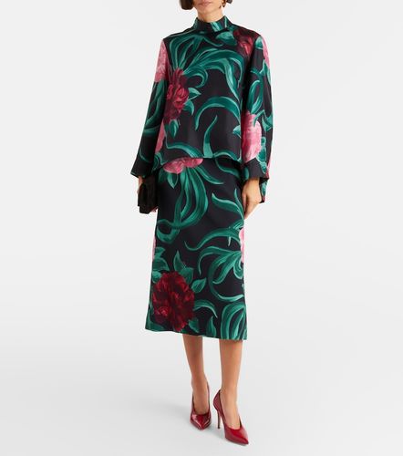 Jupe crayon en satin à fleurs - La DoubleJ - Modalova