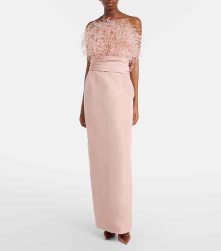 Robe bustier en faille de soie à plumes - Oscar de la Renta - Modalova