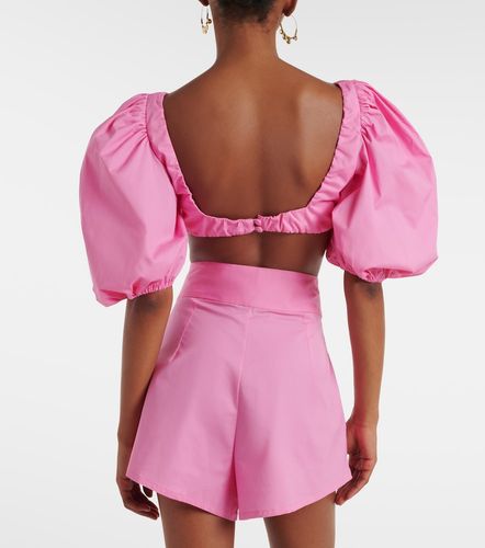 Crop top en coton mélangé à appliqués floraux - Adriana Degreas - Modalova